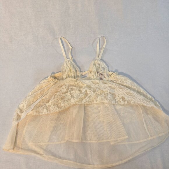 VICTORIA'S SECRET Y2K Fairy Lacy Sheer Ivory Babydoll Top Size M Never Worn! - Picture 9 of 16